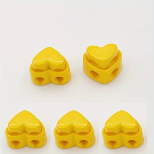 5 unidades/bolsa Tapas de aguja de plástico con diseño de corazón, de doble orificio y <span class=keywords><strong>resorte</strong></span>, ecológicas, duraderas y coloridas para tejer - Product Image 5
