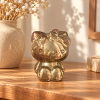 Figurine d'animal en pierre de pyrite KT Cat, sculptée, mignonne, polie, pour décoration intérieure, cadeau pour présentoir d'étagère