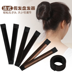 Herramienta para hacer moños de pelo estilo francés, tamaño ajustable, forma de donut, para mujeres, opciones de color negro, marrón oscuro y marrón claro - Product Image 1