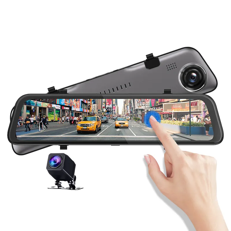 Newest 12 inch 2K Night Vision Mirror Car DVR Camera Dash Cam with 170 +160 Degree View Angle and WDR Function