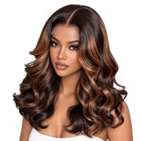 Perruque courte bob en cheveux humains pré-coupée avec dentelle frontale, ondulée, pré-épilée, couleur mèches, prête à porter sans colle