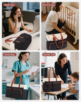 LOVEVOOK 2026 Sacs de luxe pour femmes, sacs à main de créateurs, sacs pour ordinateur portable multi-poches avec grand porte-gobelet, sacs de voyage, de travail et de bureau pour femmes