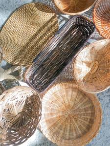 Rattan Wicker Eco-Friendly Art Decor <b>Wall</b> <b>Hanging</b> Clothing Storage <b>Baskets</b> with 5 Hooks for Home Use - Product Image 3