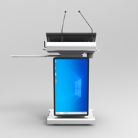 Pupitre intelligent avec écran interactif LCD de 32 pouces, table élévatrice automatique, base de microphone pour église et salle de classe