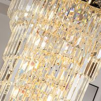 Lustre moderne de luxe personnalisable en fer et cristal, LED E12, grand modèle doré, pour escaliers, hôtels, villas, suspension réglable et brillante
