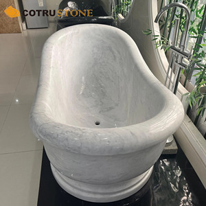 Baignoire <span class=keywords><strong>italienne</strong></span> en marbre blanc Bianco Carrara baignoire autoportante en pierre naturelle Spa baignoire pour décoration de salle de bain - Product Image 6