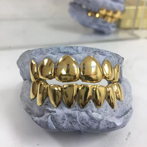Gioielli Hip Hop Personalizzati, <span class=keywords><strong>Grillz</strong></span> Dentali in Ottone Non Prezioso Placcato Oro per Uomo e Donna - Product Image 1