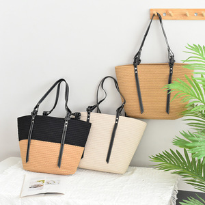Sac tissé grande capacité, sac tissé pour femme, nouveau style plage, sac à bandoulière, sac fourre-tout, mode étudiante, sac tissé polyvalent - Product Image 1