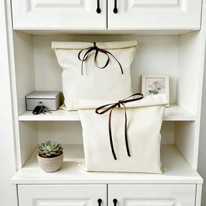 Sac à poussière en toile avec logo personnalisé, bord roulé, pochette à rabat, cordon de serrage, pour chaussures et sacs - Product Image 2