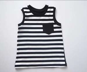 Vendita calda di nuovo Design per neonati vestiti serbatoio in maglia di cotone estivo per bambini a righe per ragazzi all'ingrosso - Product Image 5