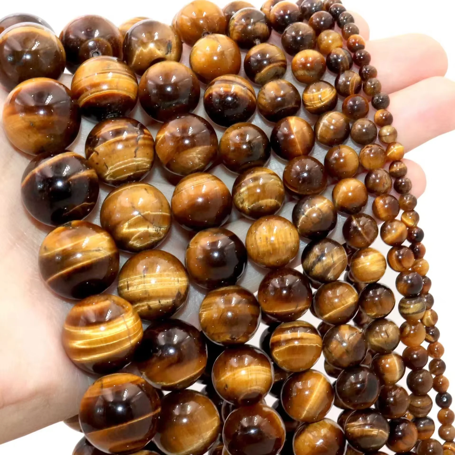 Wholesale Tiger Eye Agate Quartz Round Loose Beads 4/6/8/10/12mm Natural Stone Jewelry Making DIY Bracelet Necklace Components