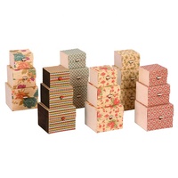 Ensemble rectangulaire de 3 boîtes d'emballage cosmétiques en bambou imprimées de fleurs pour bijoux, colliers, chocolats, sachets de thé, charbons actifs et cosmétiques