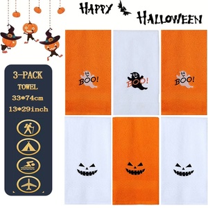Serviettes brodées à motif fantôme et citrouille, nouvelle collection Halloween, douces et confortables, idéales pour la maison et l'hôtel, pour l'export. - Product Image 1