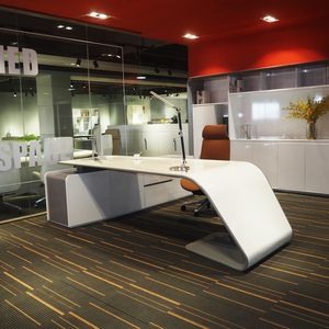 Muebles de oficina jefe de lujo de gama alta modernos Gerente ejecutivo en forma de L con gabinete lateral escritorio blanco - Product Image 6