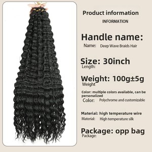 Parrucca in Fibra Sintetica Afroamericana per Estensioni <span class=keywords><strong>Capelli</strong></span> Ricci, Onda Profonda, Lunga, con Lavorazione a Uncinetto - Product Image 4