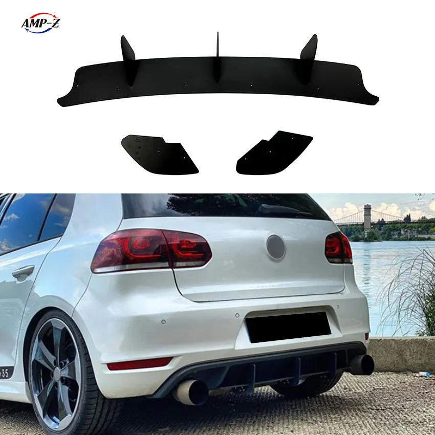 Divisor de difusor trasero negro brillante ABS Golf MK6 para VW Volkswagen Golf MK6 GTI, divisor de difusor trasero