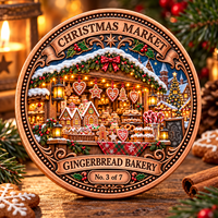 Pièce de monnaie commémorative de collection en cuivre pur 999 de 1 oz, collection de marché de Noël personnalisée, avec relief 3D peint et impression UV