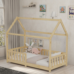 Cama moderna <span class=keywords><strong>Simple</strong></span> de madera maciza para niños pequeños Montessori camas de madera duraderas para dormitorio o sala de estar para niños