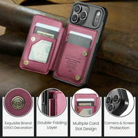Étui de téléphone portable de haute qualité rétro rouge pour 18 Pro, en cuir artificiel, TPU, PC, antichoc, avec porte-cartes, embossé