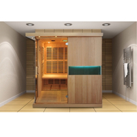 Sauna de jardin en pin massif pour 6 personnes, chauffage infrarouge lointain à faible EMF, sauna humide et sec pour hôtel et complexe hôtelier