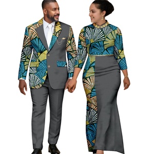 Conjunto de Vestidos Largos y Trajes con Estampado Africano Elegantes para Mujer y Hombre, Ropa Dashiki Ankara Ecológica 26C013 - Product Image 2