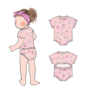 Romper Bayi Musim Panas Grosir Custom Logo Lengan Pendek Celana Pendek Bahan Bernapas Ramah Kulit Model Buka Belakang Pakaian Bayi Baru Lahir - Product Image 2
