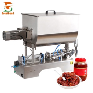 Hot Sale Automatic U-Shaped Mixer Paste Cream Oil Tomato Sauce Tabletop Custom Hopper Single Nozzle Filling Machine With Heater - Product Image 1