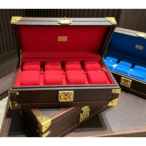 8 Slots Vintage Leather <b>Watch</b> Box Retro Suitcase Design <b>Watch</b> Storage <b>Case</b> High End <b>Watch</b> Collection Display Box For Wholesale - Product Image 1