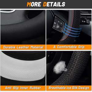 Factory Price 15 Inch Microfiber Leather Steering Wheel Cover Universal Anti-Slip <b>Car</b> <b>Interior</b> Accessory Breathable - Product Image 5