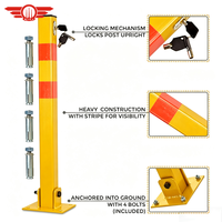 Barrière de stationnement métallique verrouillable et pliable pour allée, poteau de stationnement pliant pour voiture