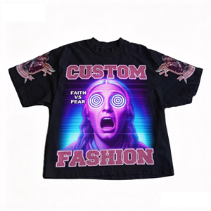 T-shirt Homme Personnalisé OEM, Coupe Ample et Oversize, Imprimé DTG, Effet Délavé Soleil, Délavé à l'Acide, Style Streetwear Vieilli - Product Image 2