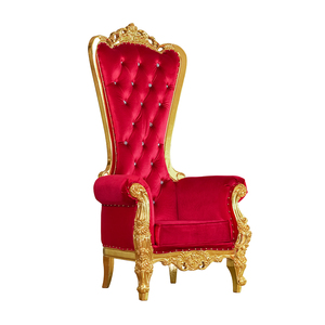 Sillas de Trono de Rey y Reina al por Mayor, Rojo y Dorado - Product Image 1