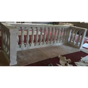 SHIHUI batu alam balkon Balustrade pagar pegangan tangan murah Modern diukir Guangxi putih Balustrade marmer