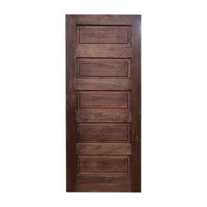 Ensemble de portes horizontales à 5 panneaux en Merbau massif, style artisanal - Product Image 1
