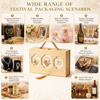 Boîte cadeau d'anniversaire de luxe personnalisée en or champagne avec poignée en cuir, emballage en carton, fabricant en gros