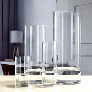 Clear Tall Cilinder Glazen Vloer Vaas Voor Home Decor Kristal Vazen Voor Bloem