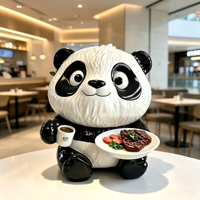 Figurine d'ours panda noir et blanc en résine brillante, artisanat artistique, couleur et taille personnalisables pour hall d'hôtel, bureau, extérieur