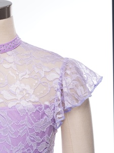 Maillot de Ballet de Encaje para Niñas, con Diseño Floral, Espalda con Abertura en Forma de Llave, Adorno de Diamantes de Imitación, Manga con Volantes, Ropa de Baile Clásica para Entrenamiento, Personalizable - Product Image 4