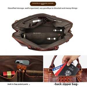 Sac de voyage de grande capacité en cuir véritable gaufré de crocodile à la mode pour hommes sac de messager à bandoulière à <span class=keywords><strong>main</strong></span> - Product Image 4