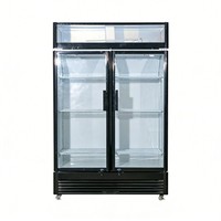 Réfrigérateur vitrine à refroidissement par ventilateur avec étagères métalliques réglables pour supermarché, refroidisseur de boissons commercial