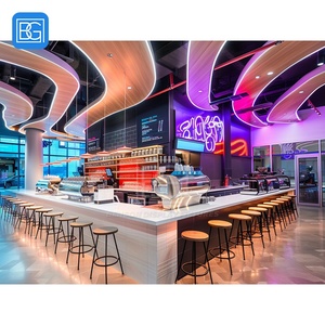 <span class=keywords><strong>Comptoir</strong></span> de présentation de pâtisseries sur mesure pour café, unité de <span class=keywords><strong>comptoir</strong></span> en <span class=keywords><strong>bois</strong></span>, zone de service frontale, étagère murale de présentation - Product Image 6