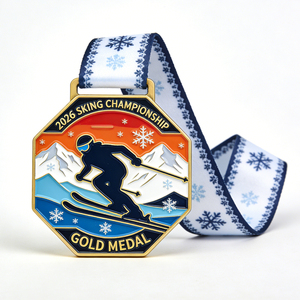 Médaille en métal plaqué or personnalisée 2024, frappée à l'emporte-pièce, souvenir personnalisé, musique, danse, échecs, gymnastique, sports, ruban incrusté d'émail - Product Image 1