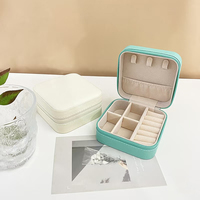 Boîte de rangement pour bijoux de voyage en cuir PU simple avec fermeture éclair et doublure en velours, personnalisable avec logo, best-seller transfrontalier