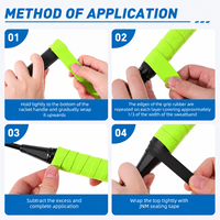 NISPLAY Overgrip absorbant la transpiration, antidérapant, durable, en PU, pour raquette de tennis, ajustement universel, 1200x25x0,65 mm