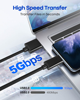 Cable USB 3.1 Tipo-C de Nailon Trenzado de 5 Gbps de Alta Transferencia de Datos con Carga Rápida de 3 A y 60 W para Computadora, Cámara, Impresora y Dispositivos iOS