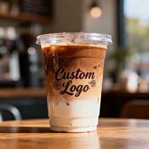 Gobelet en plastique PET transparent à paroi simple de 98 mm avec logo personnalisé imprimé, 12 oz, 14 oz, 16 oz, 18 oz, 20 oz, 24 oz, pour eau minérale, jus, café - Product Image 1