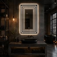 Miroir LED intelligent direct usine, miroir de salle de bain anti-buée sur mesure, haut-parleur Bluetooth à gradation tactile, IP44 CE RoHS OEM