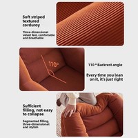 MULIGNA Fauteuil pouf moderne à dossier unique, en mousse compressée, style Tatami, pour salon, en tissu, sans structure.