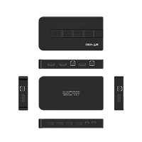 Commutateur KVM HDMI manuel 4 ports 4K 30Hz, contrôle KBM unique pour 4 PC, HUB USB 2.0, commutateur de bureau portable avec panneau de contrôle et LED