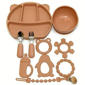 Juego de Platos de Silicona con Estampado de Cara Sonriente, Vajilla de Seis Piezas para Bebés, Grado Alimenticio, Venta al por Mayor - Product Image 4